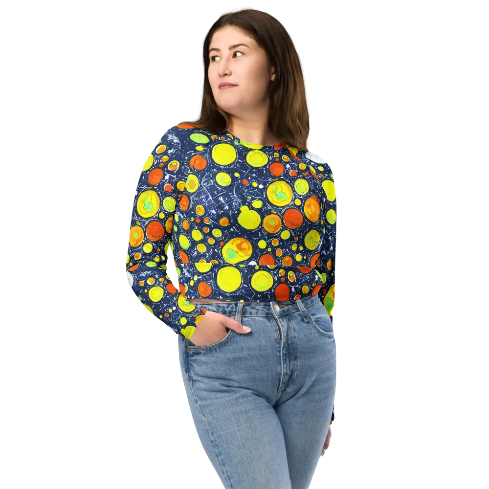Citrus Cosmos on Long Sleeve Crop Top — Front