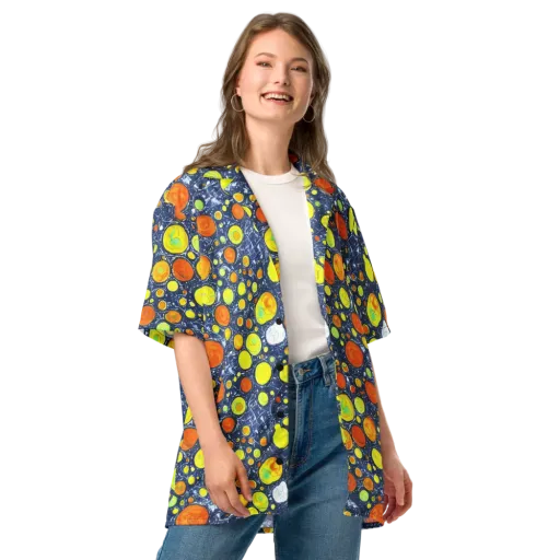 Citrus Cosmos on a Button Shirt