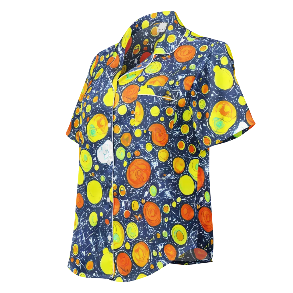 Citrus Cosmos on Women's Short Sleeve Pajama Top — Left Front