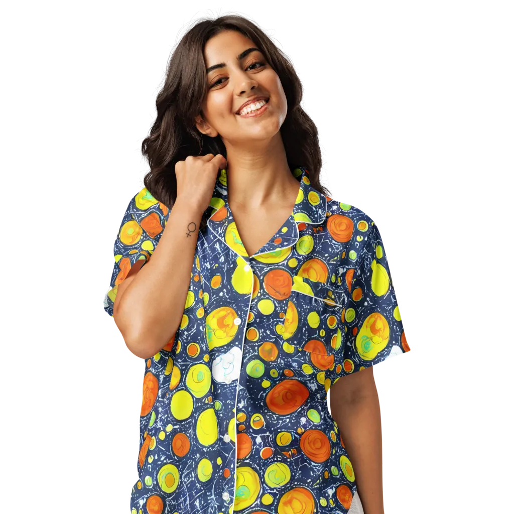 Citrus Cosmos on Women's Short Sleeve Pajama Top — Front