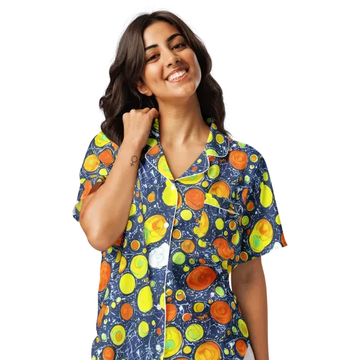 Citrus Cosmos on a Women's Short Sleeve Pajama Top