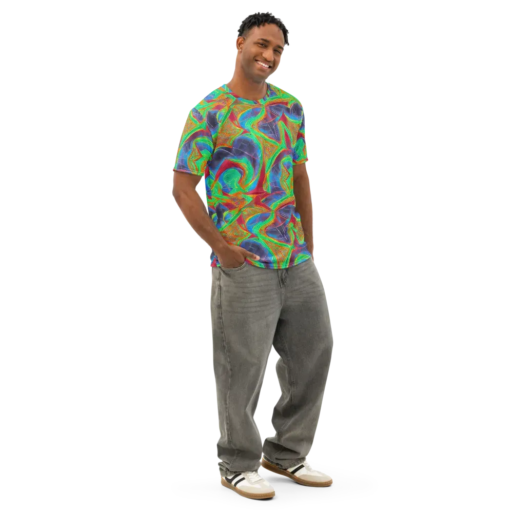 Afterglow Labyrinth on Men's Cotton Crew Neck T-Shirt — Right Front