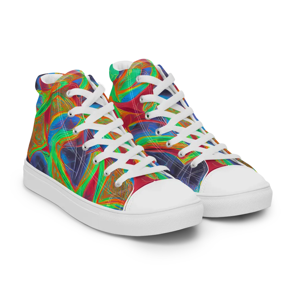 Afterglow Labyrinth on Men's High Top Canvas Shoes — Right Front