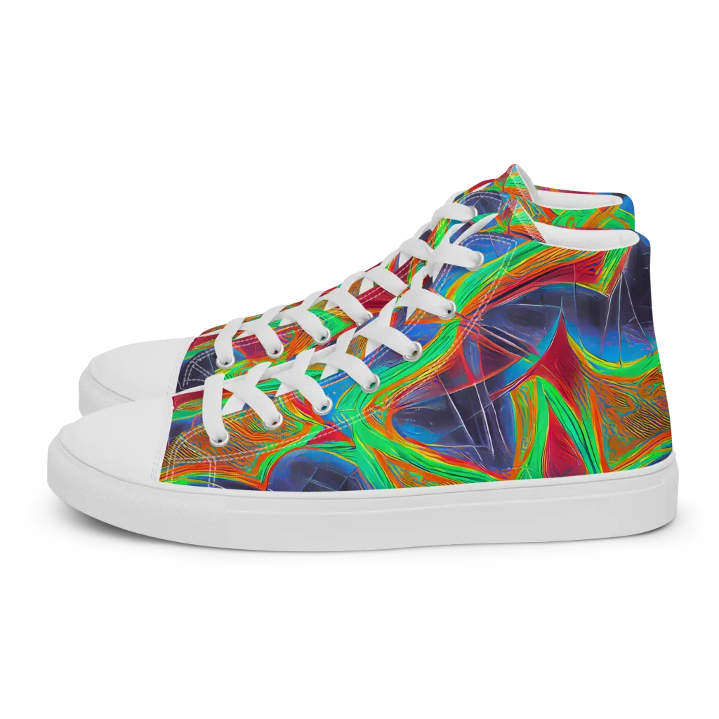 Afterglow Labyrinth on Men's High Top Canvas Shoes — Left