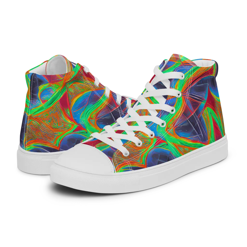 Afterglow Labyrinth on Men's High Top Canvas Shoes — Left