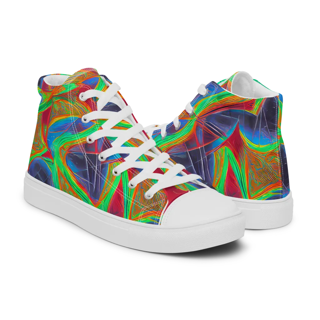 Afterglow Labyrinth on Men's High Top Canvas Shoes — Right