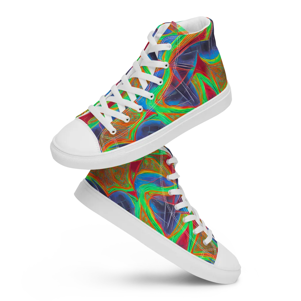 Afterglow Labyrinth on Men's High Top Canvas Shoes — Front