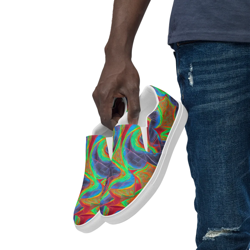 Afterglow Labyrinth on Men's Slip-On Canvas Shoes — Left Front