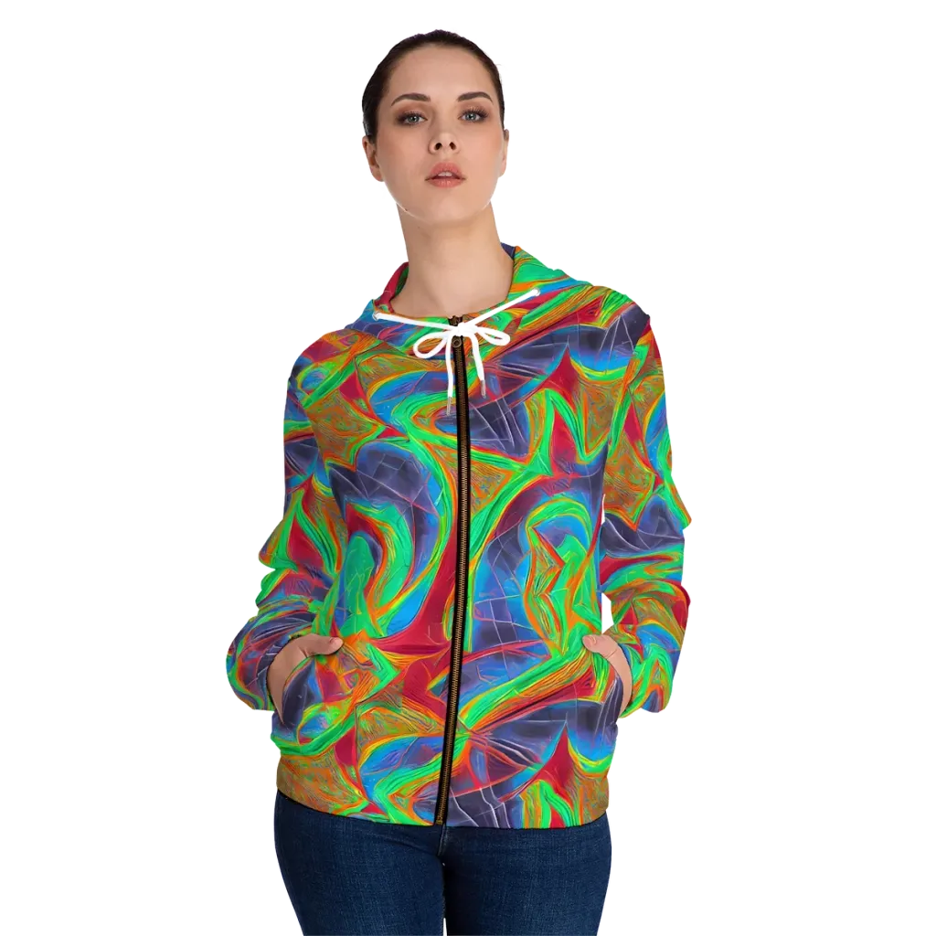 Afterglow Labyrinth on Women's Full-Zip Hoodie — Front On Person