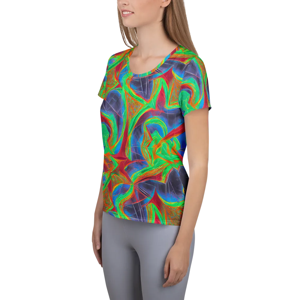 Afterglow Labyrinth on Women's Athletic T-Shirt — Left