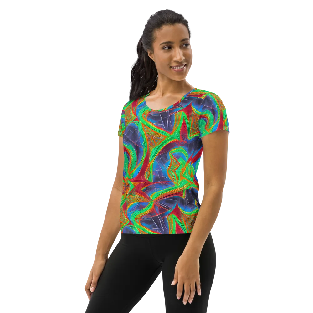 Afterglow Labyrinth on Women's Athletic T-Shirt — Left
