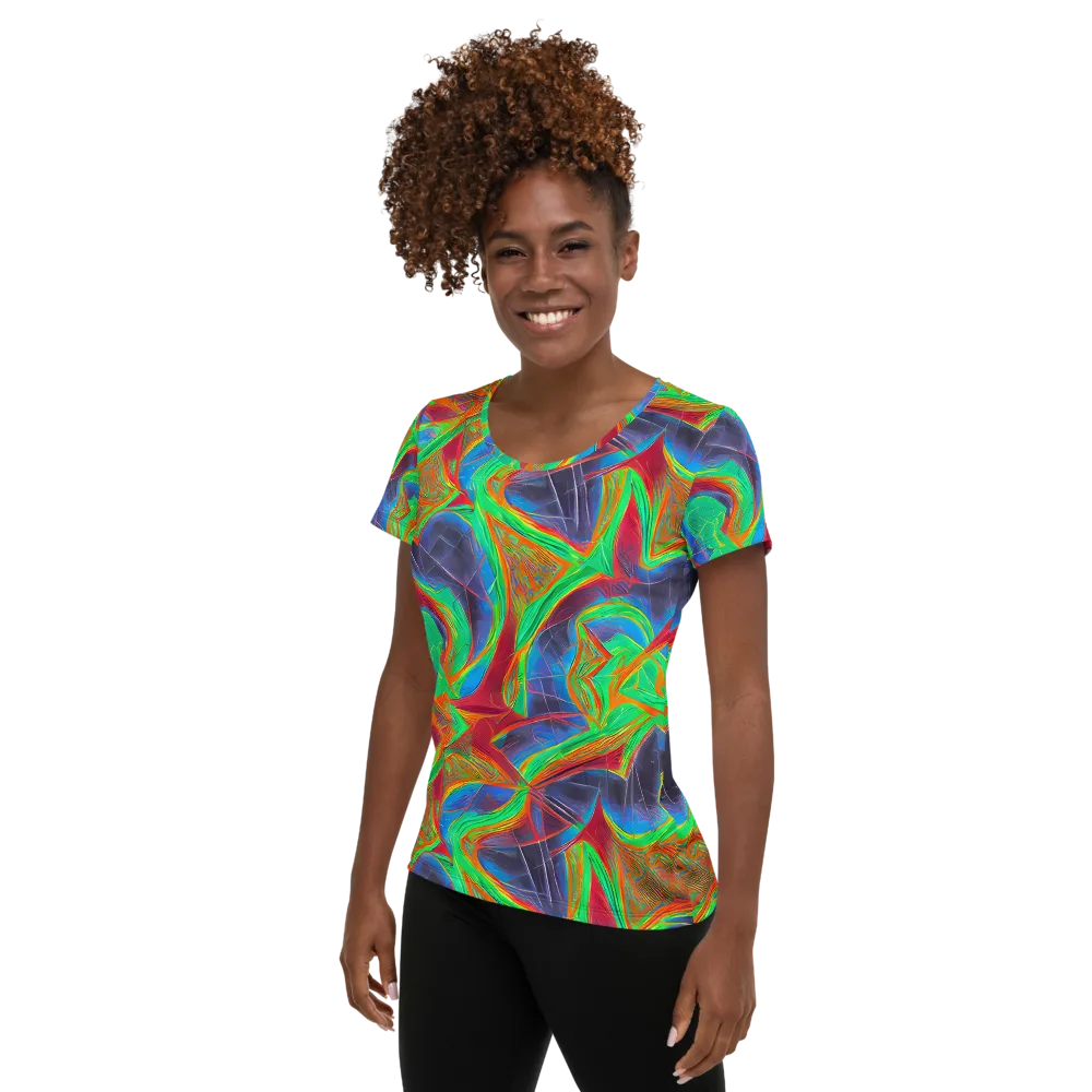 Afterglow Labyrinth on Women's Athletic T-Shirt — Left
