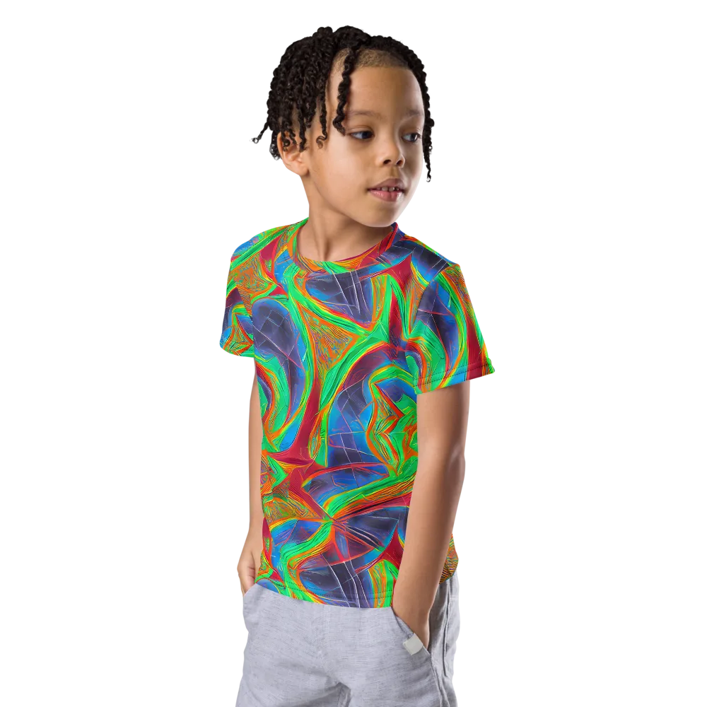 Afterglow Labyrinth on Kids Crew Neck T-Shirt — Left Front