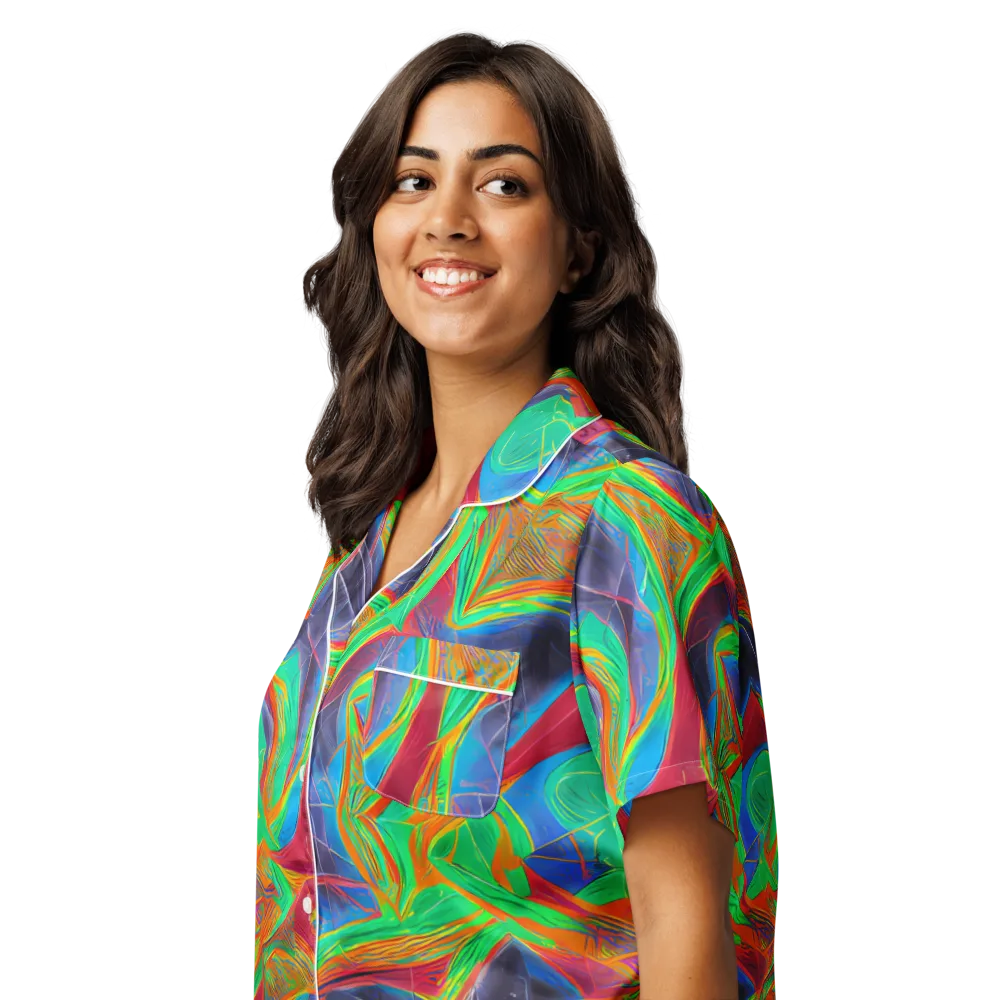 Afterglow Labyrinth on Women's Short Sleeve Pajama Top — Left Front