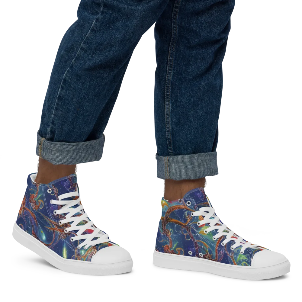 Sapphire Eden on Men's High Top Canvas Shoes — Right