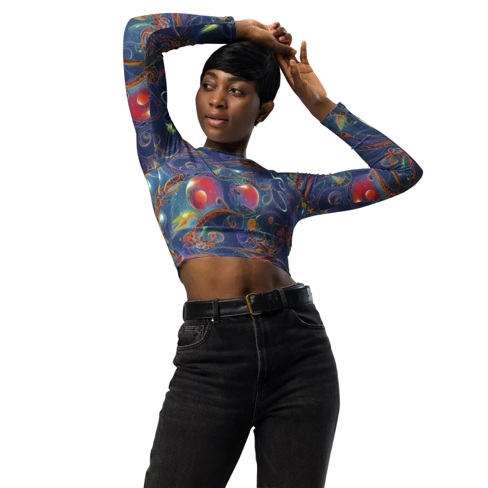 Sapphire Eden on Long Sleeve Crop Top — Front
