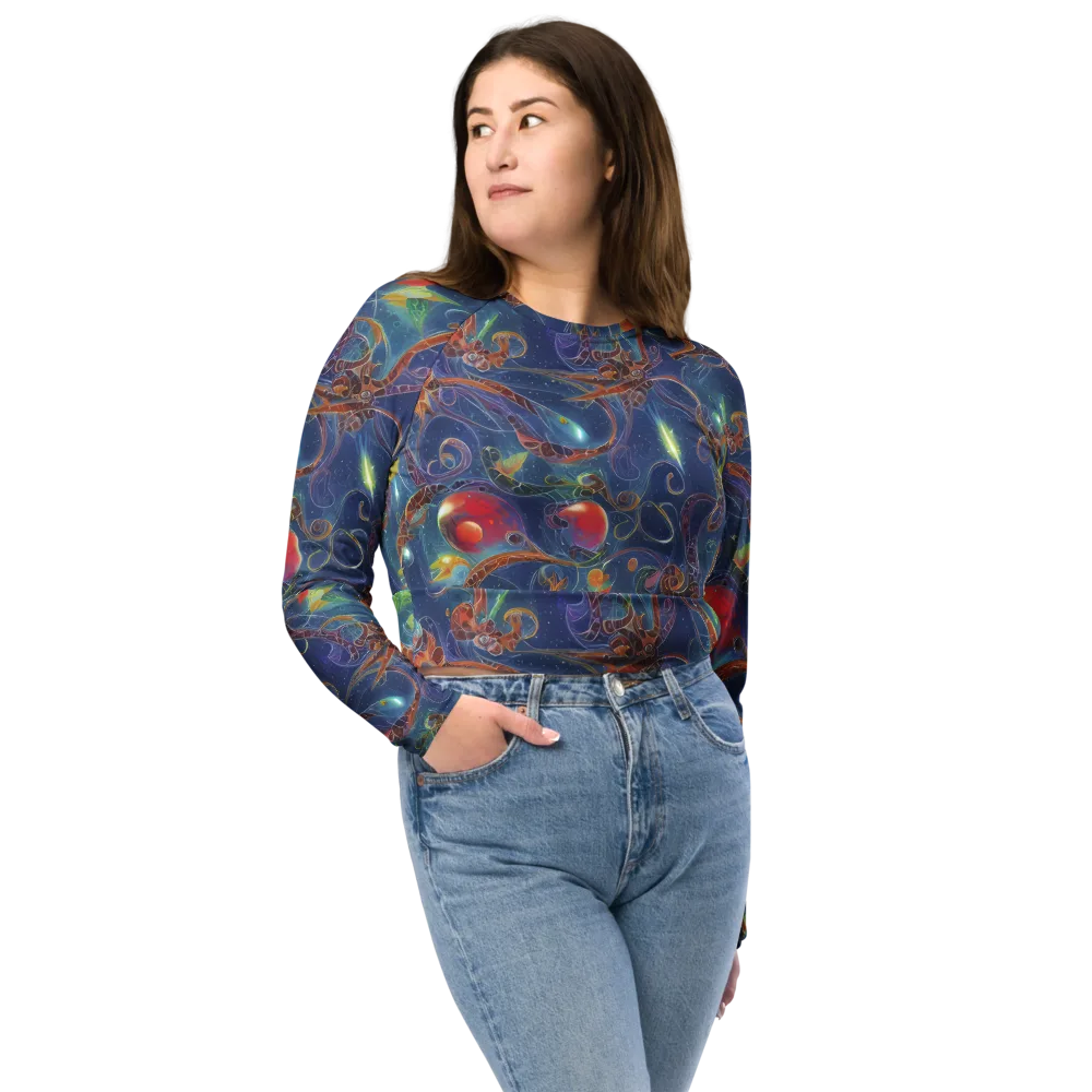 Sapphire Eden on Long Sleeve Crop Top — Front