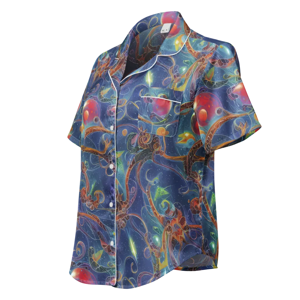 Sapphire Eden on Women's Short Sleeve Pajama Top — Left Front