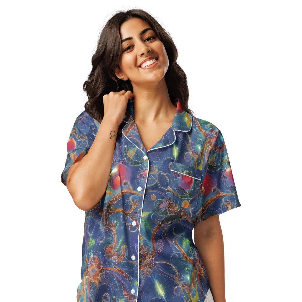 Sapphire Eden on Women's Short Sleeve Pajama Top — Front
