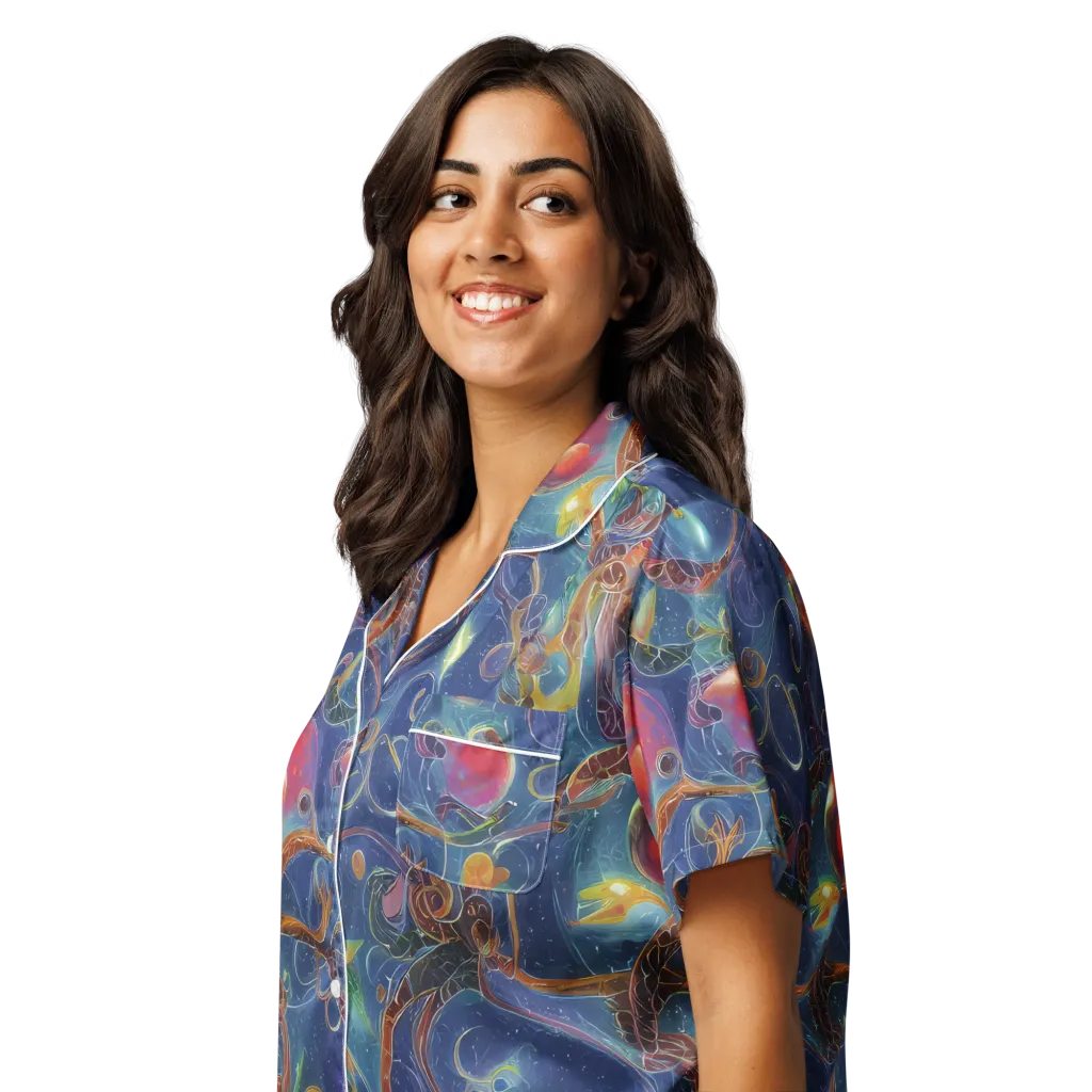 Sapphire Eden on Women's Short Sleeve Pajama Top — Left Front