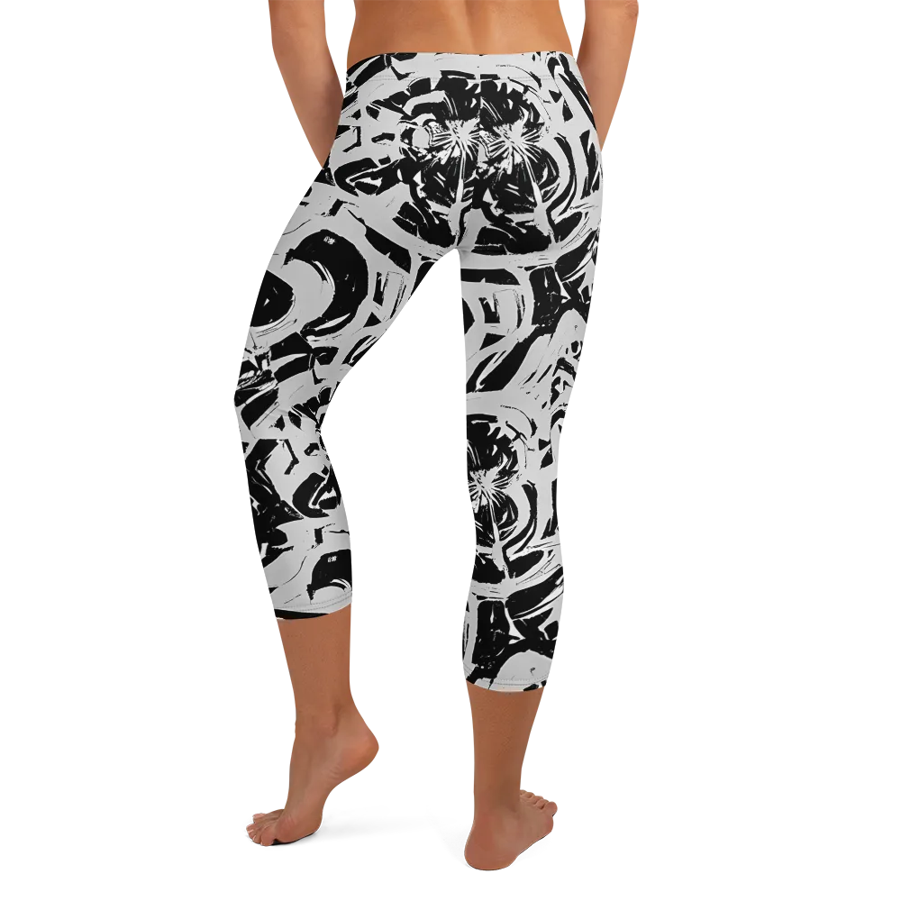 Inkstorm Bloom on Capri Leggings — Back