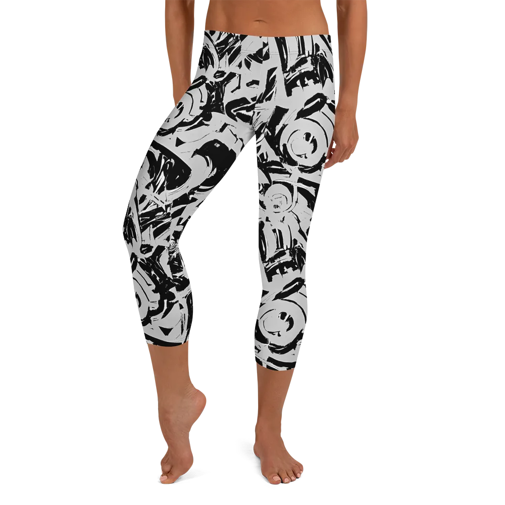 Inkstorm Bloom on Capri Leggings — Front
