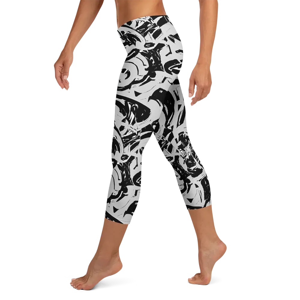 Inkstorm Bloom on Capri Leggings — Left