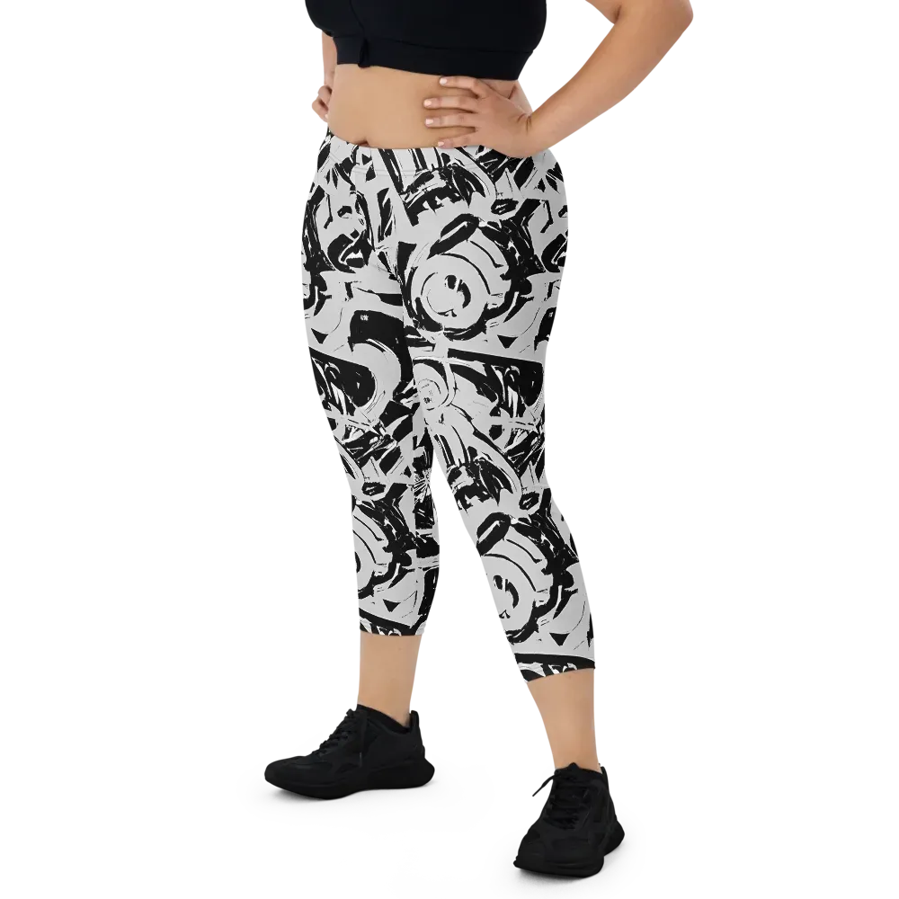 Inkstorm Bloom on Capri Leggings — Front
