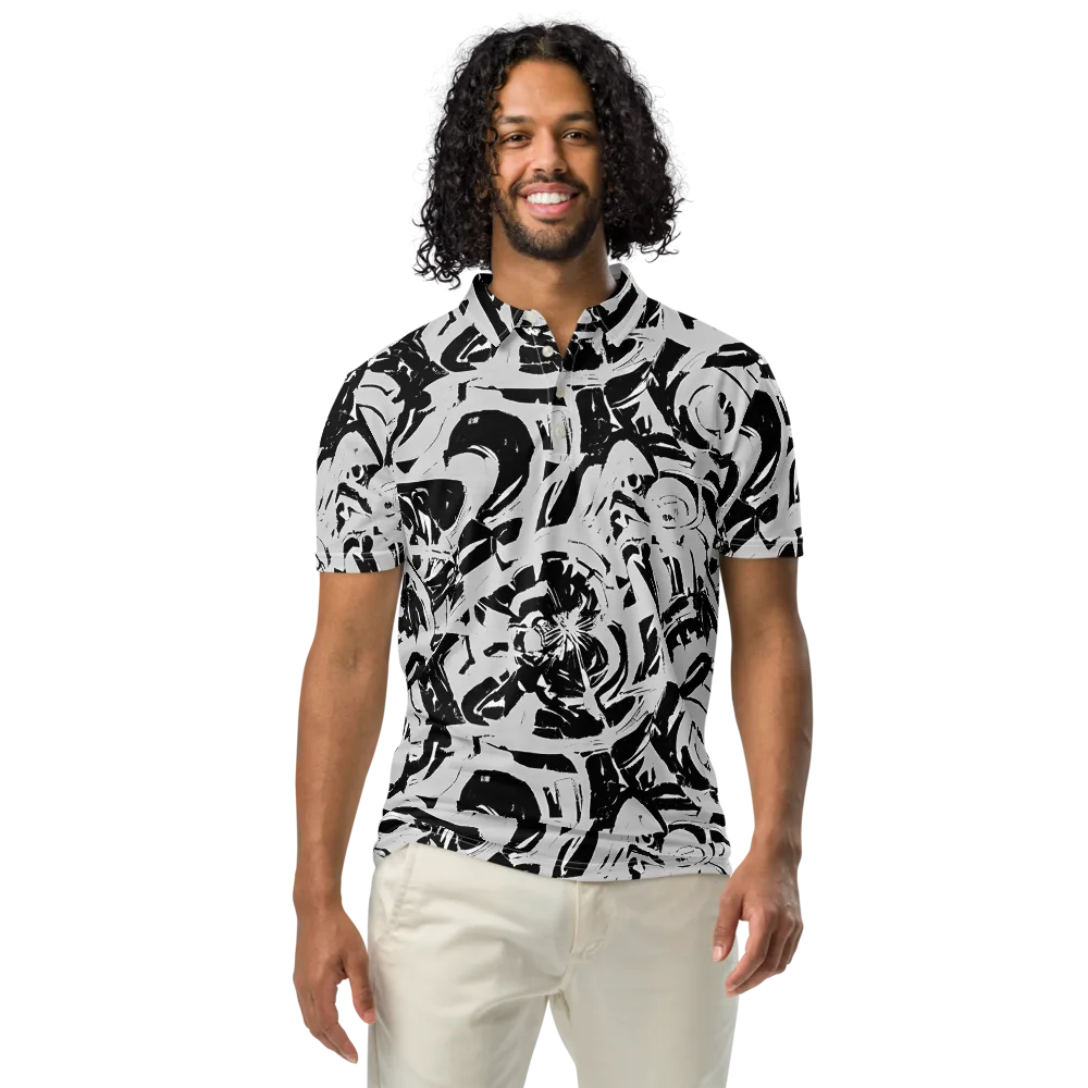 Inkstorm Bloom on Men's Slim Fit Polo Shirt — Front