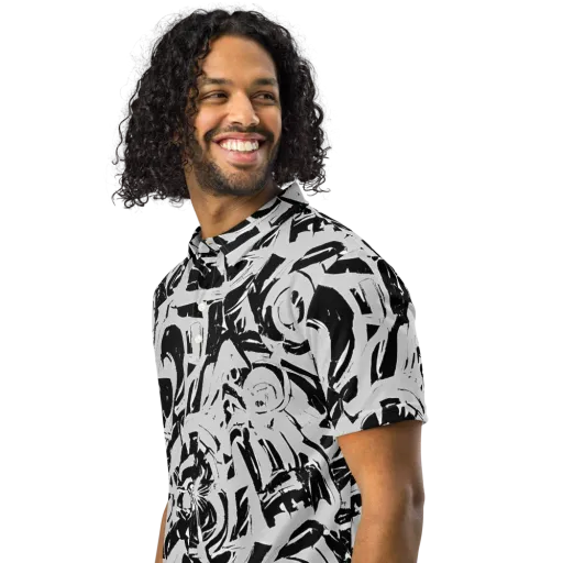 Inkstorm Bloom on a Men's Slim Fit Polo Shirt