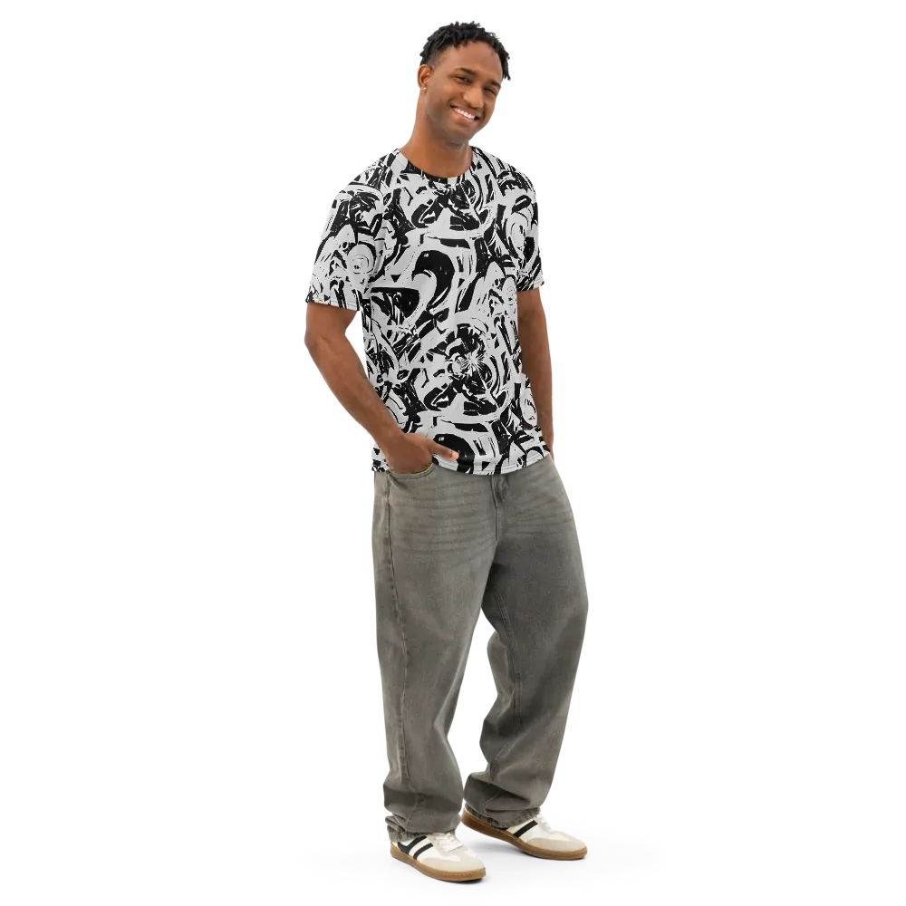 Inkstorm Bloom on Men's Cotton Crew Neck T-Shirt — Right Front
