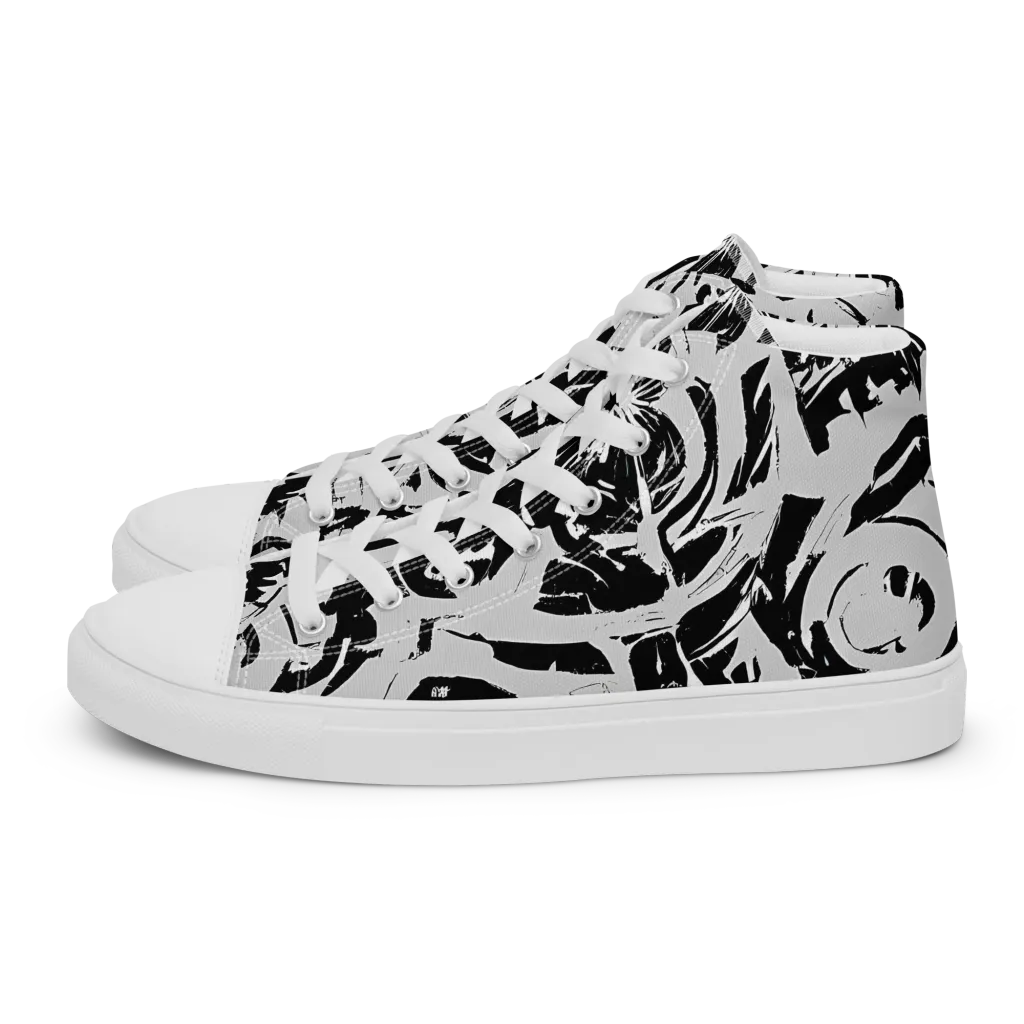 Inkstorm Bloom on Men's High Top Canvas Shoes — Left
