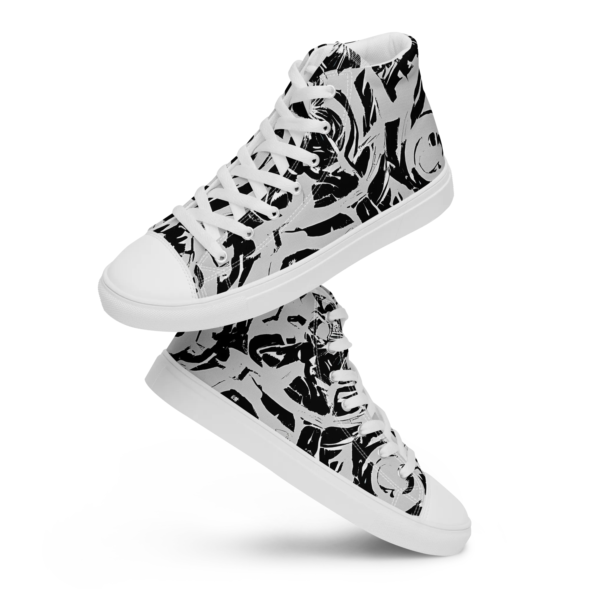 Inkstorm Bloom on Men's High Top Canvas Shoes — Front
