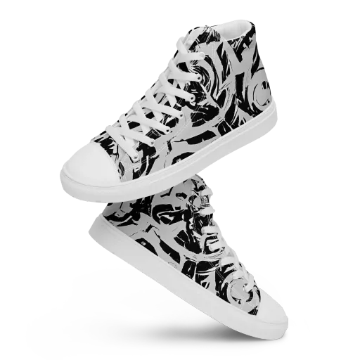 Inkstorm Bloom on a Men's High Top Canvas Shoes