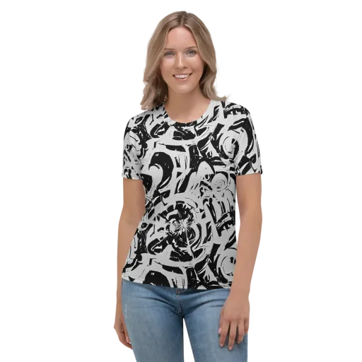 Inkstorm Bloom on a Women's Crew Neck T-Shirt