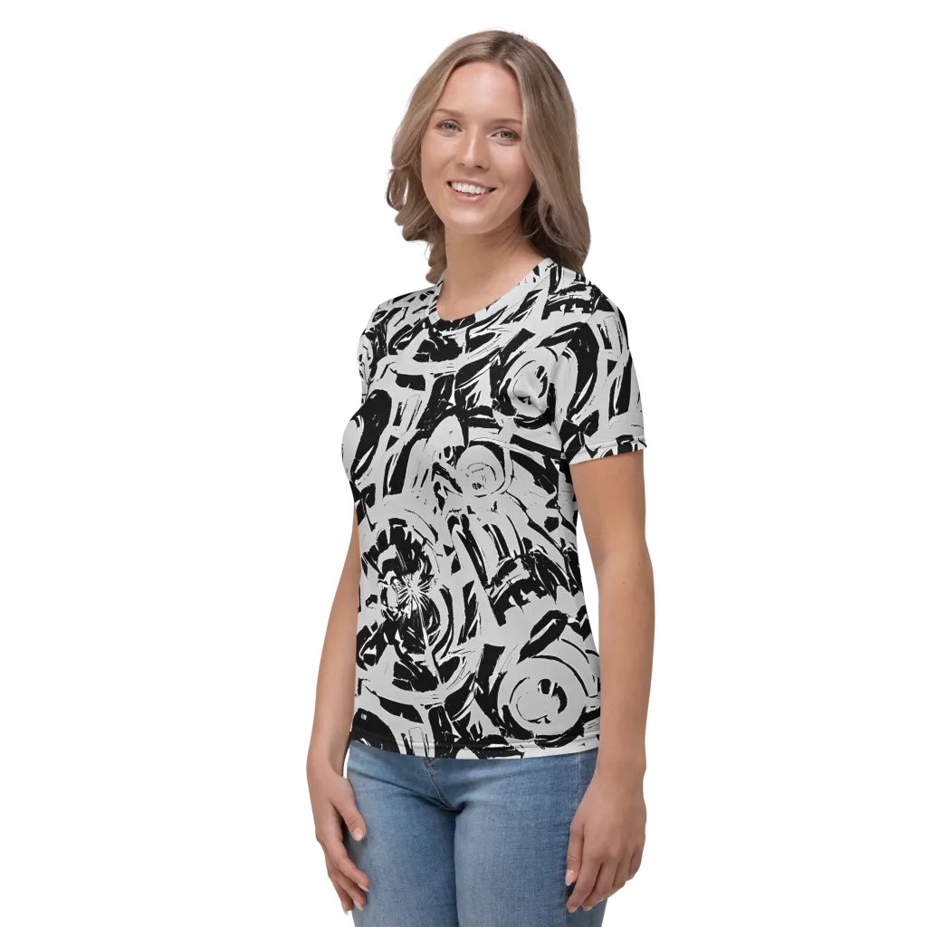 Inkstorm Bloom on Women's Crew Neck T-Shirt — Left