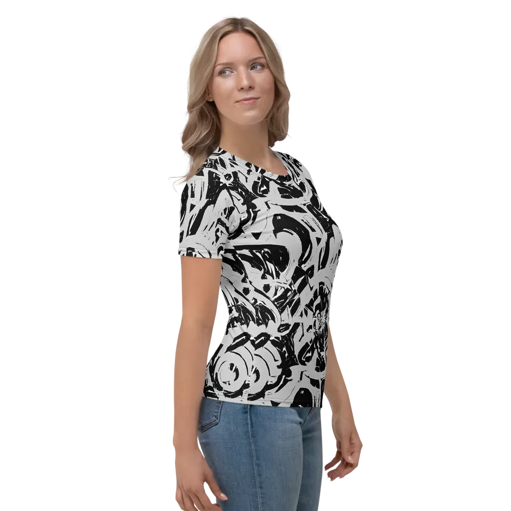 Inkstorm Bloom on Women's Crew Neck T-Shirt — Right