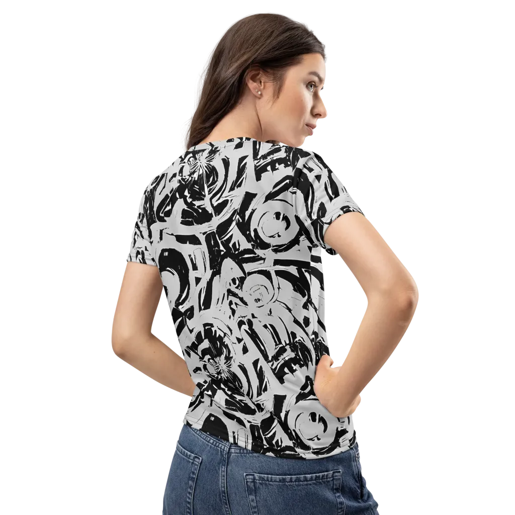 Inkstorm Bloom on Women's Crew Neck T-Shirt — Back