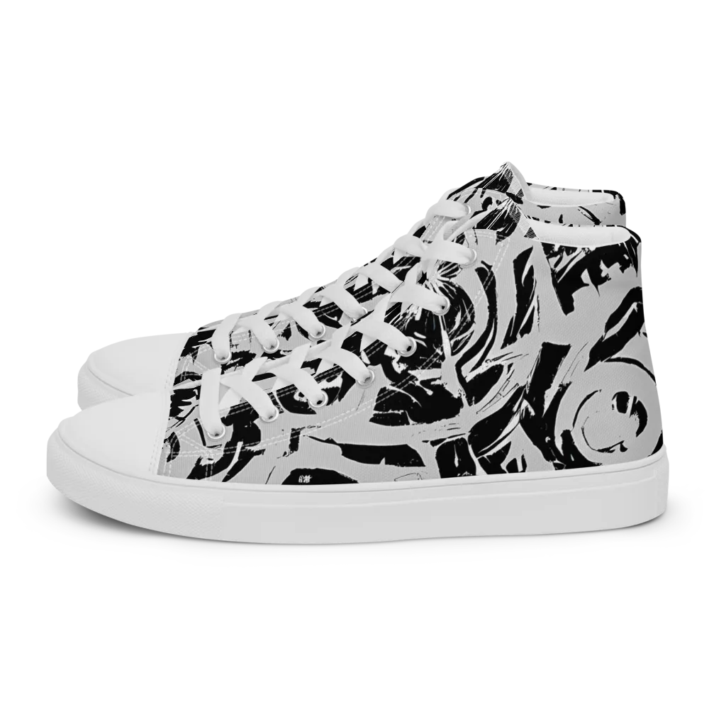Inkstorm Bloom on Women's High Top Canvas Shoes — Left