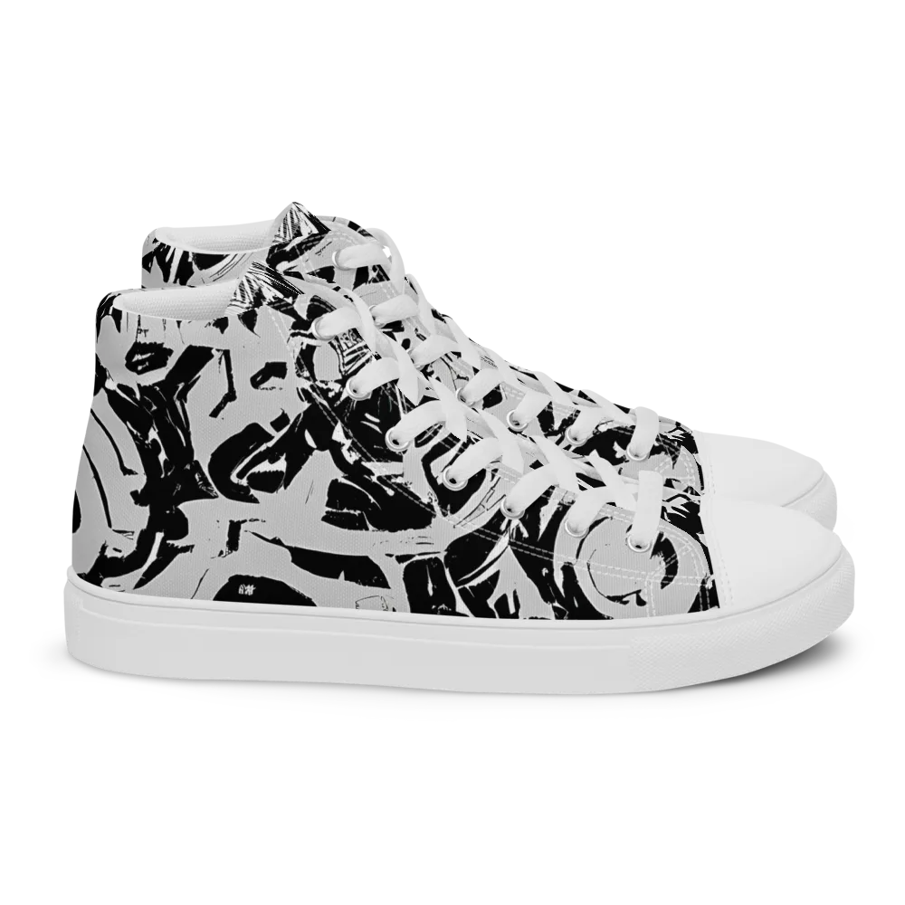Inkstorm Bloom on Women's High Top Canvas Shoes — Right