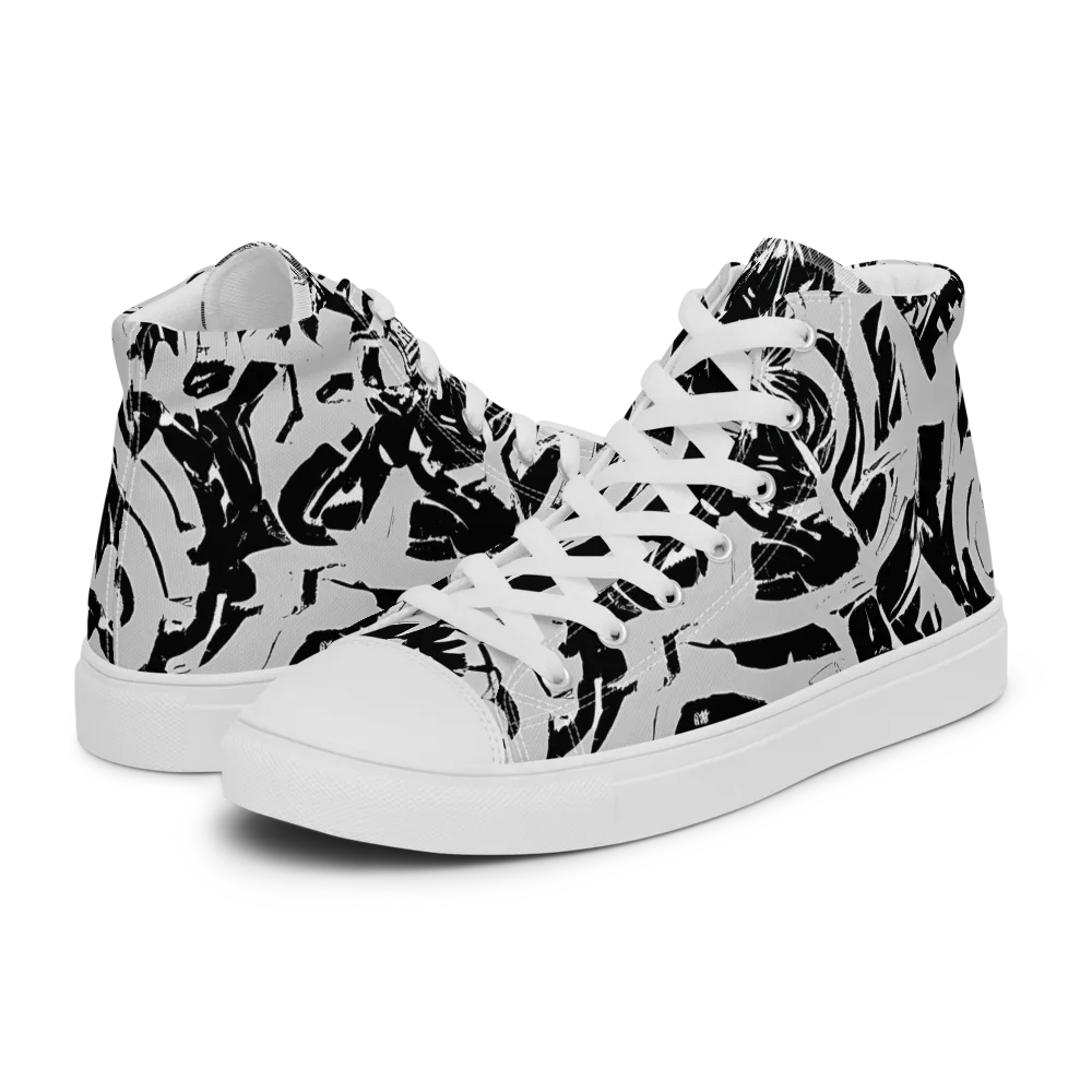 Inkstorm Bloom on Women's High Top Canvas Shoes — Left