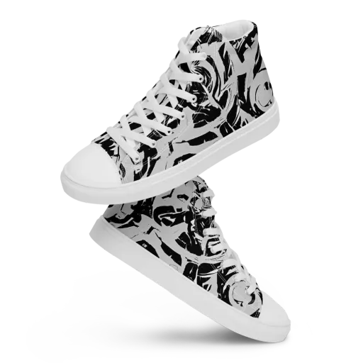 Inkstorm Bloom on a Women's High Top Canvas Shoes