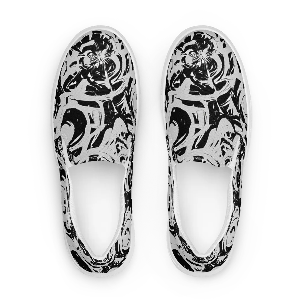Inkstorm Bloom on Men's Slip-On Canvas Shoes — Front