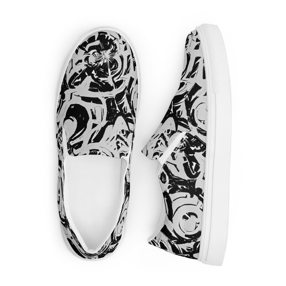Inkstorm Bloom on Men's Slip-On Canvas Shoes — Front