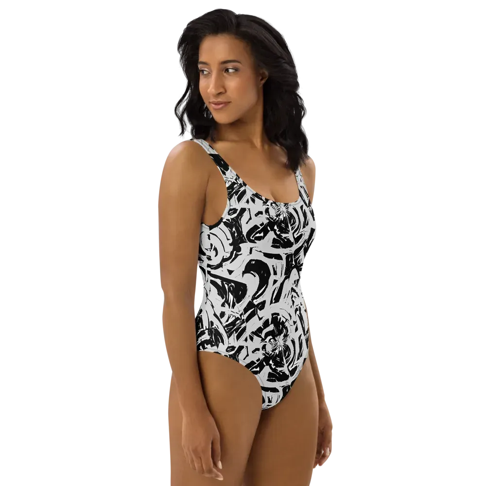 Inkstorm Bloom on One-Piece Swimsuit — Right