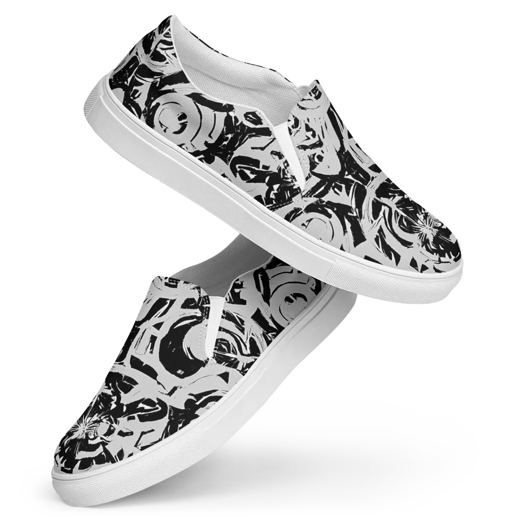 Inkstorm Bloom on Women's Slip-On Canvas Shoes — Front