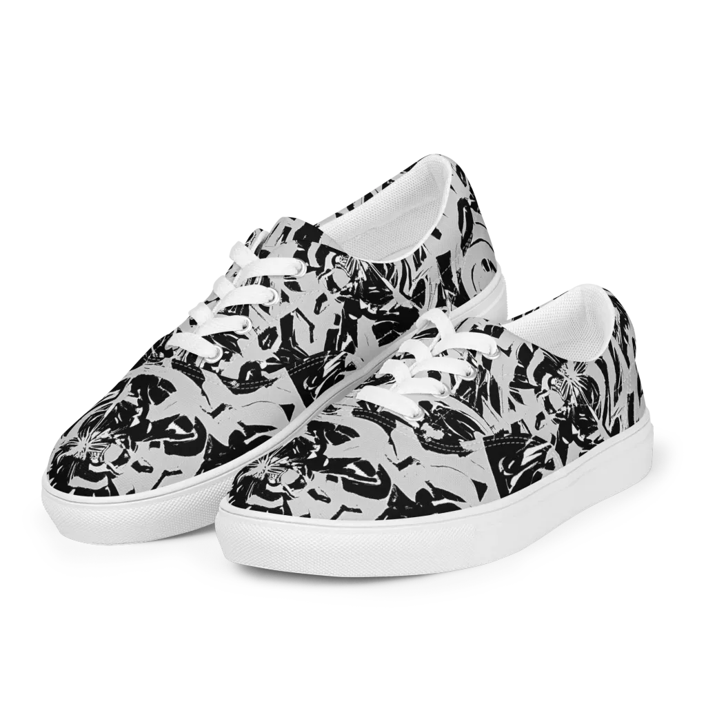 Inkstorm Bloom on Men's Lace-Up Canvas Shoes — Left Front