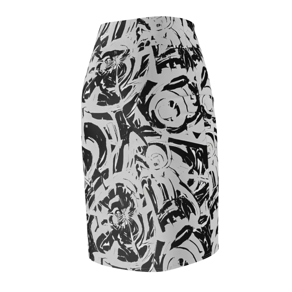 Inkstorm Bloom on Pencil Skirt — Back Side