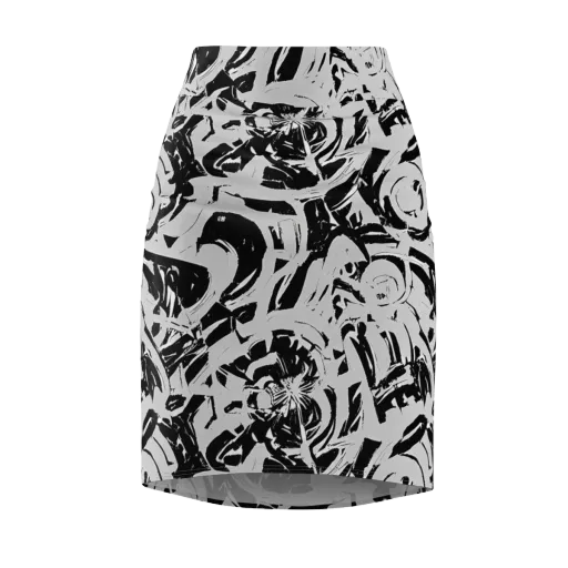 Inkstorm Bloom on a Pencil Skirt
