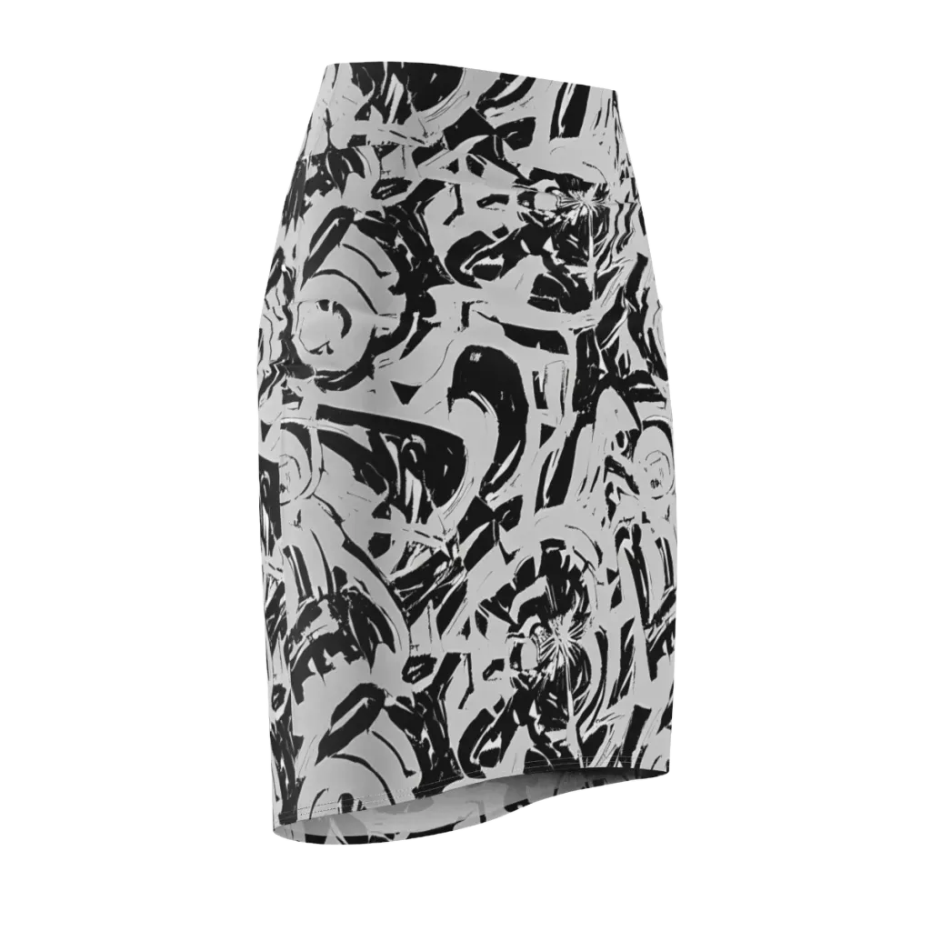 Inkstorm Bloom on Pencil Skirt — Front Side